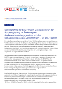 Zum Gesetzesentwurf der Bundesregierung zur Änderung des Asylbewerberleistungsgesetzes und des Sozialgerichtsgesetzes vom 22.09.2014, BT-Drs. 18/2592