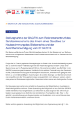 Zum Referententwurf des Bundesministeriums des Inneren eines Gesetzes zur Neubestimmung des Bleiberechts und der Aufenthaltsbeendigung vom 07.04.2014