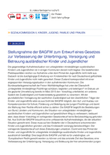 BAGFW zum Entwurf eines Gesetzes zur Verbesserung der Unterbringung, Versorgung und Betreuung ausländischer Kinder und Jugendlicher