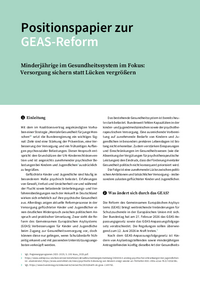 Positionspapier Minderjährige im Gesundheitssystem im Fokus: Versorgung sichern statt Lücken vergrößern, Juni 2026