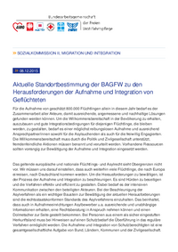 Aktuelle Standortbestimmung zu den Herausforderungen der Aufnahme und Integration von Geflüchteten