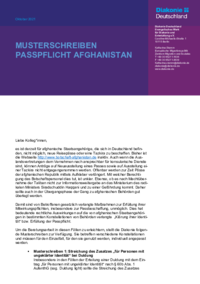 Hinweise der Diakonie Musterschreiben Passpflicht Afghanistan