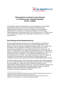 Stellungnahme Paritätischer Entfristung des Integrationsgesetzes