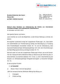 Zum Entwurf eines Gesetzes zur Verbesserung der Rechte von international Schutzberechtigten und ausländischen Arbeitnehmern