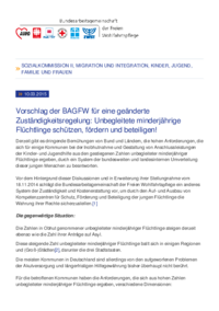 Vorschlag der BAGFW für eine geänderte Zuständigkeitsregelung: Unbegleitete minderjährige Flüchtlinge schützen, fördern und beteiligen!